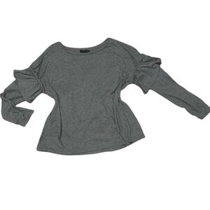 Sanctuary Womens Gray Long Sleeve Ruffle T-Shirt Top Sz L #245C